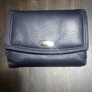 ROLF Blue Leather Ladies Money Card Wallet Snap Close